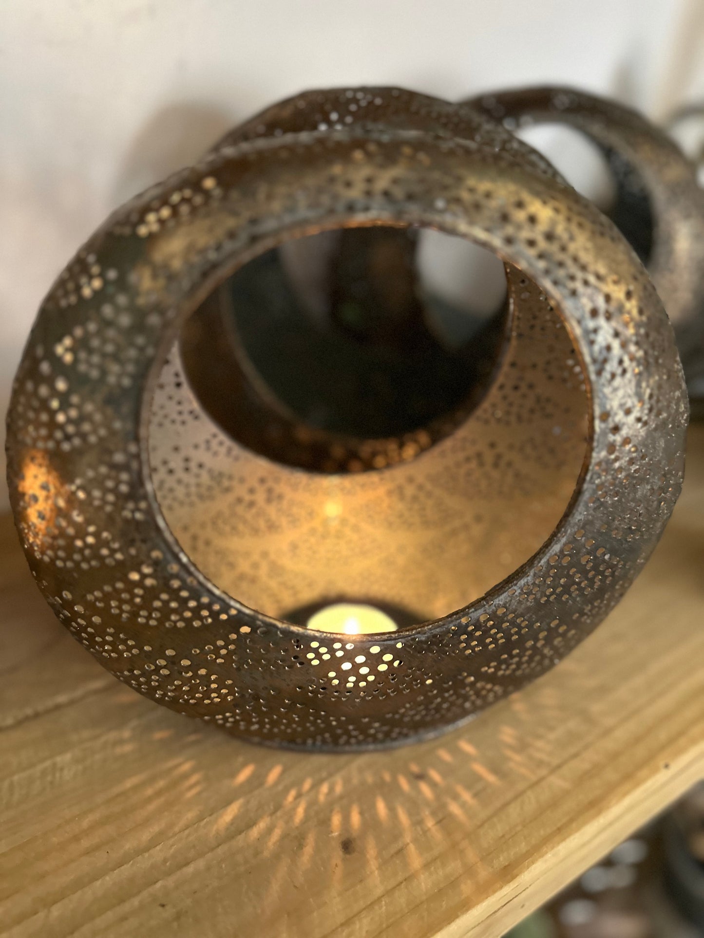 Gold Metal Round Candle Holder