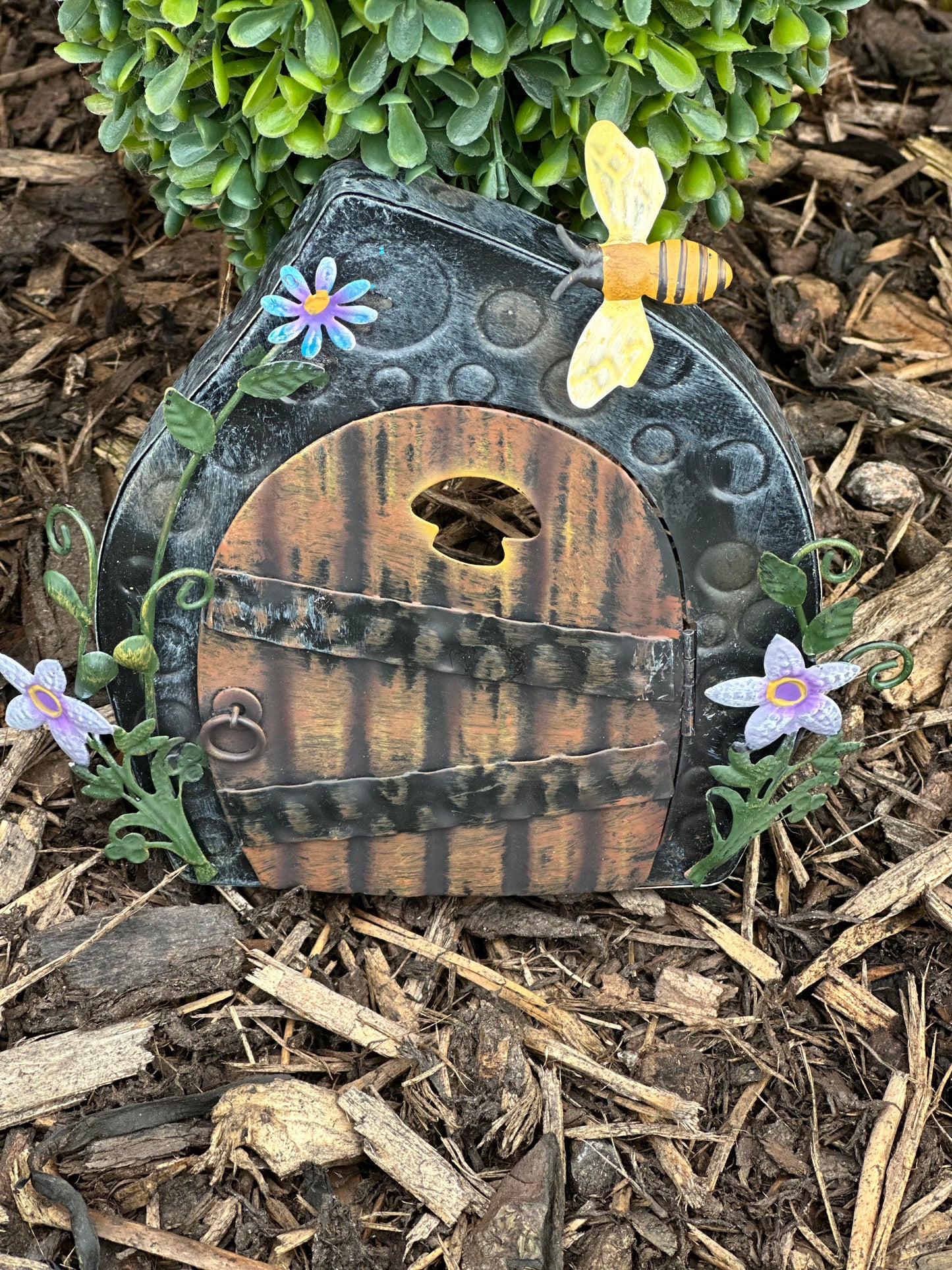 Metal Flower Bee Fairy Door