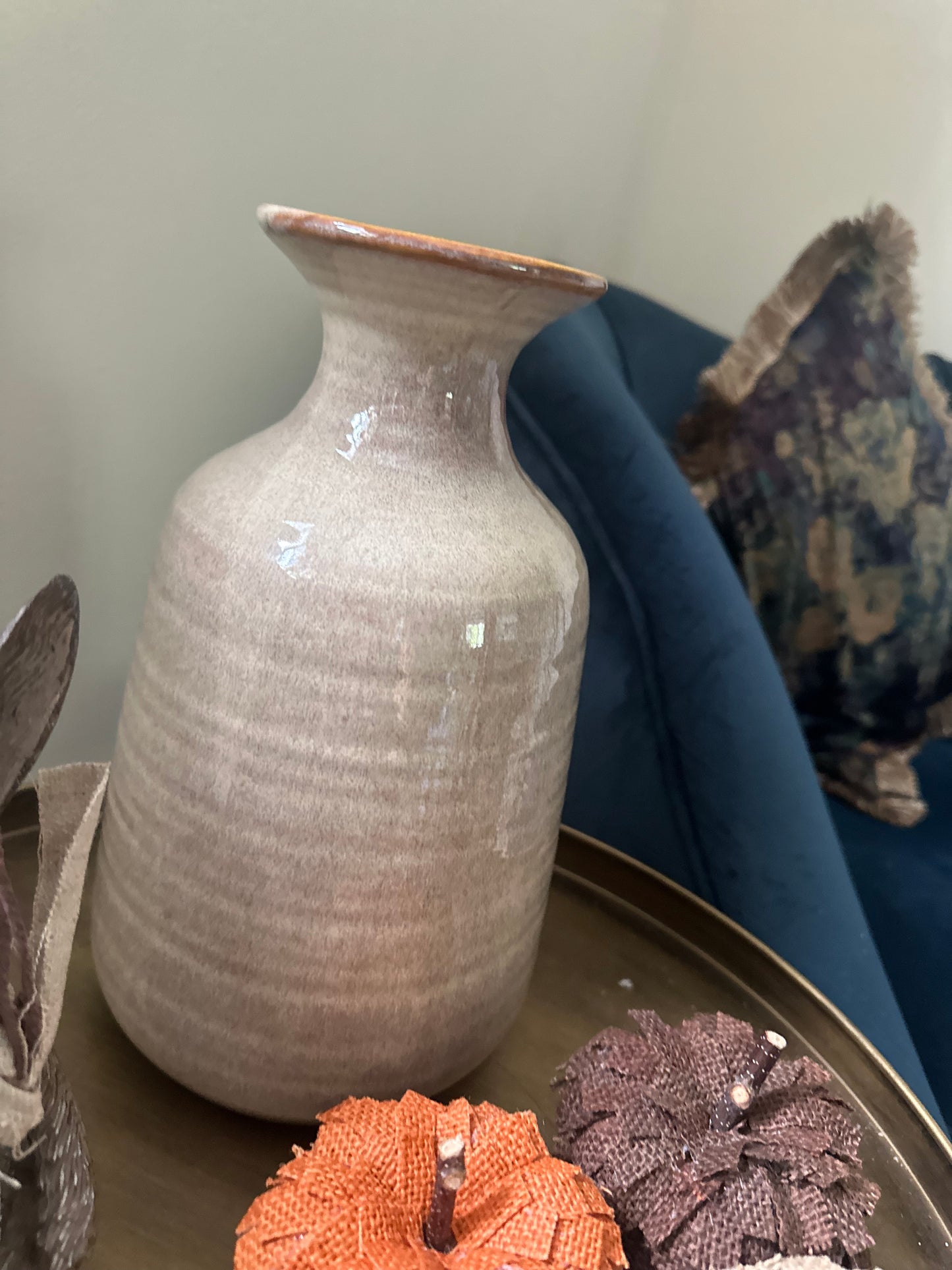 Luxury Tall Ridged Vase with Smooth Ribbed Effect