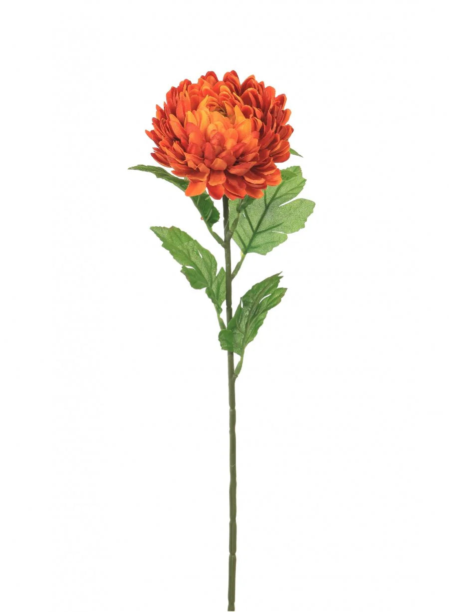 Faux Chrysanthemum Single Stem ~ Orange