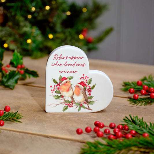 Heart Shaped Christmas Robin Heart