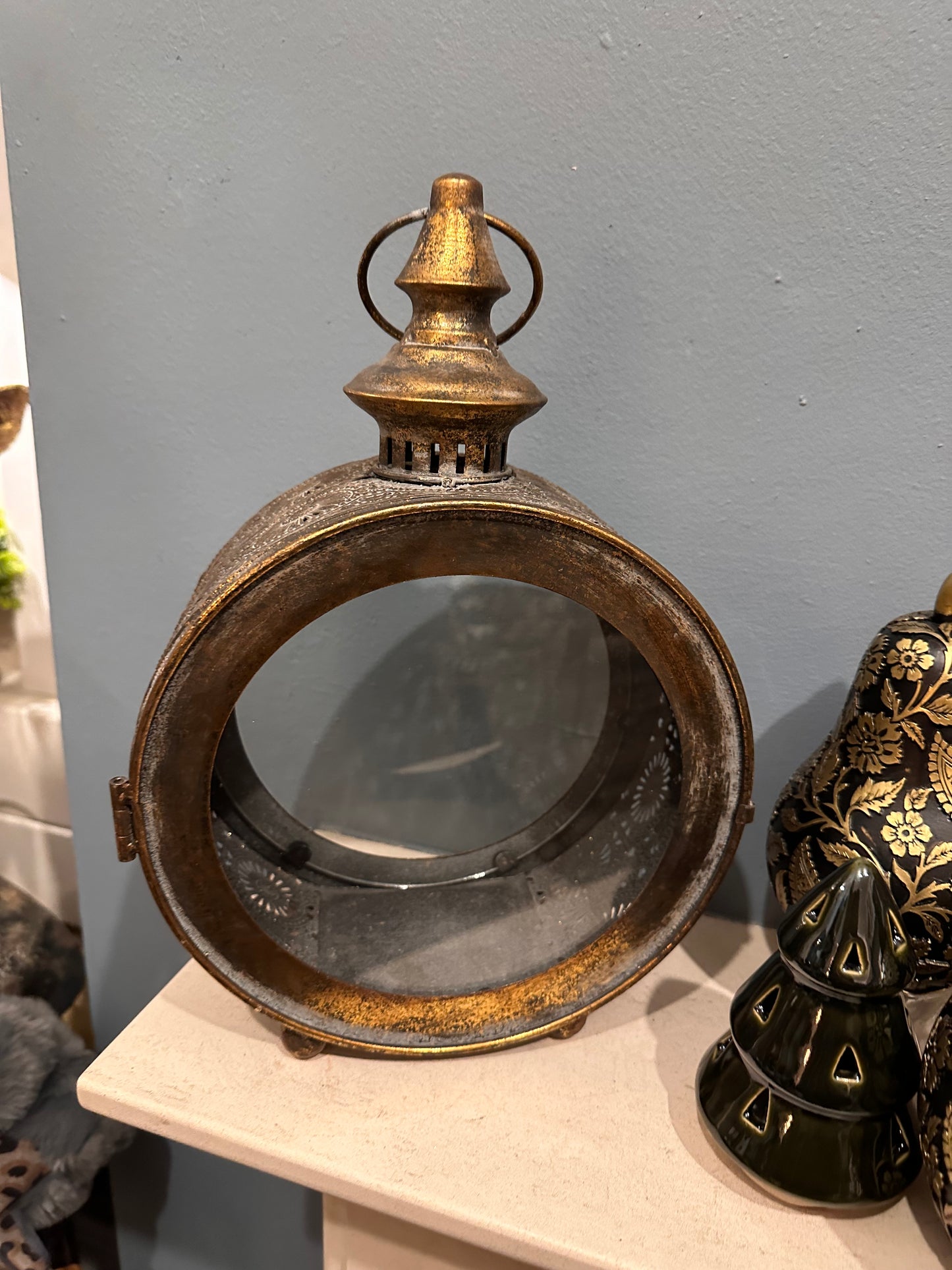Round Rustic Metal Candle Holder