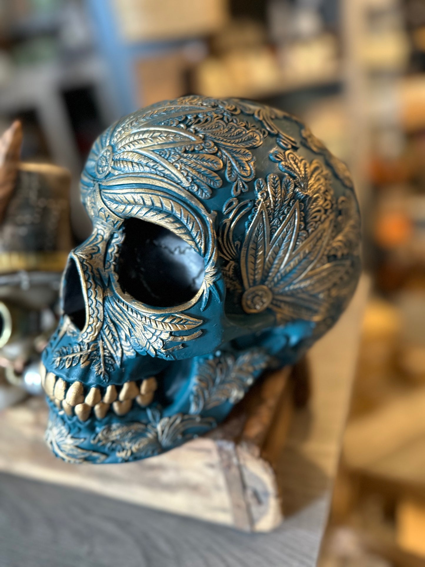 Blue & Gold Decorative Skeleton Ornament