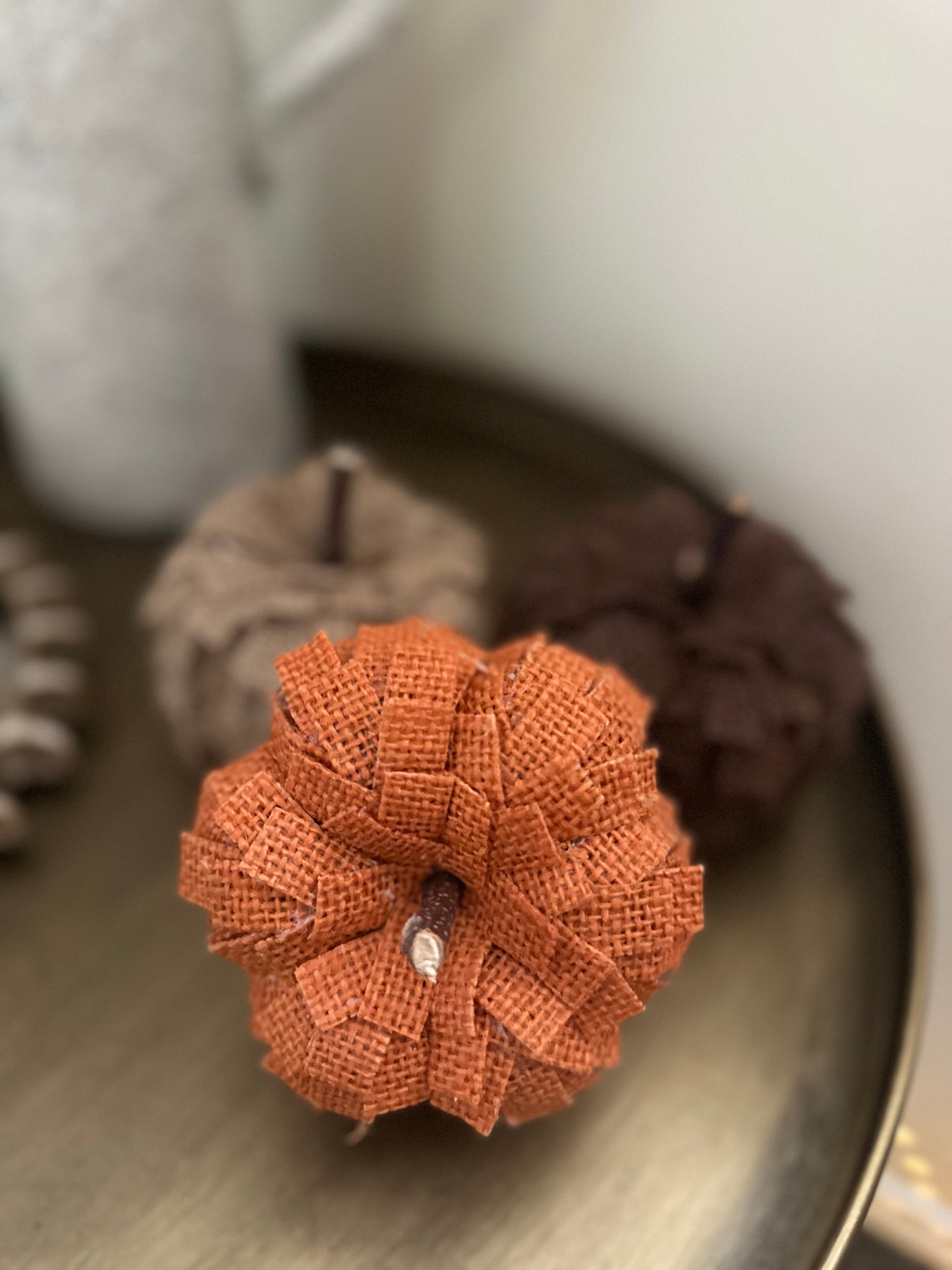 Set of 3 Hessian Ruffle Pumpkins