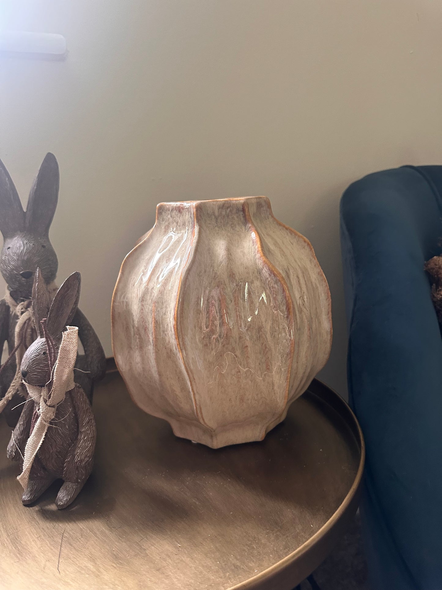 Glazed Seed Pod Style Chunky Statement Squat Vase