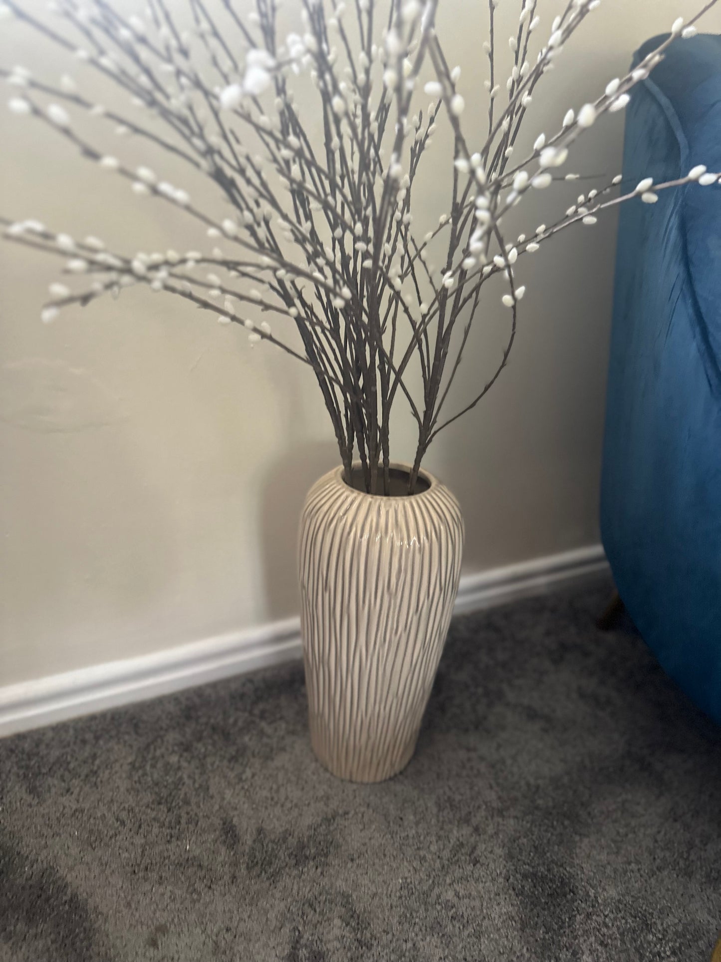 Natural Tall Ribbed Decorative Vase