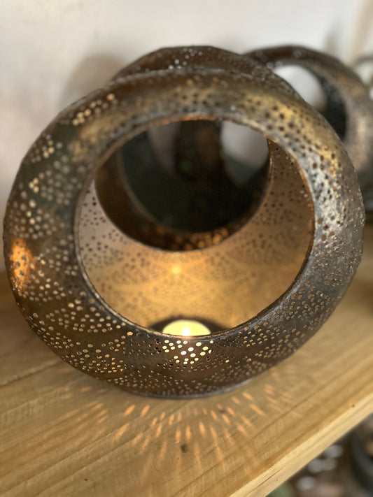 Gold Metal Round Candle Holder