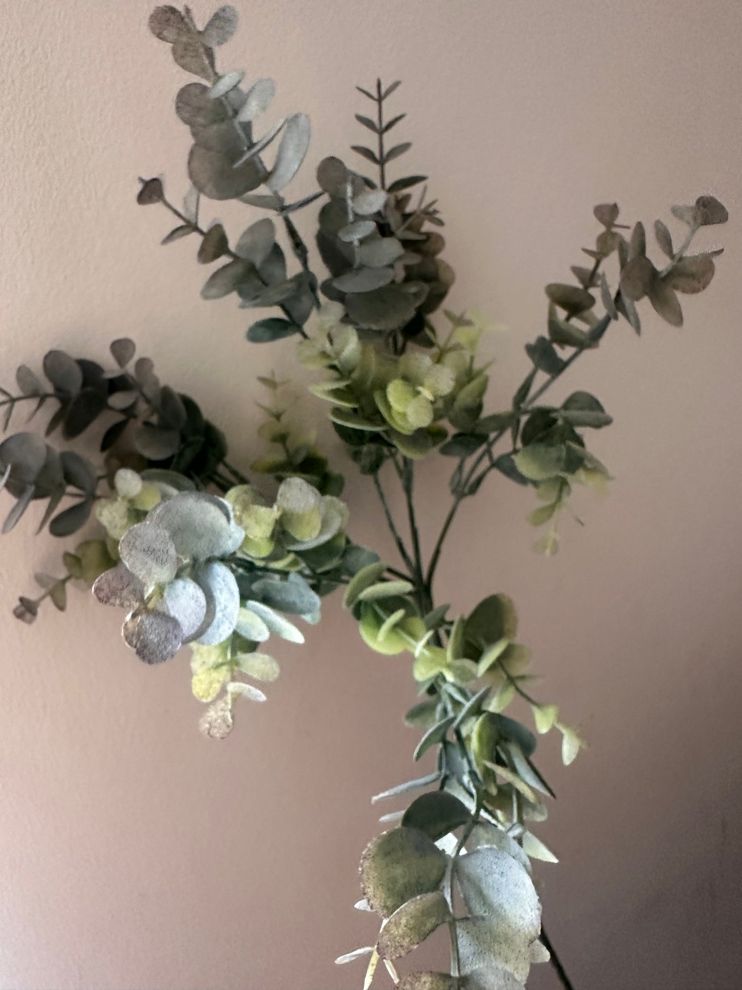 Faux Green Flower Eucalyptus Spray ~ Mulberry Green