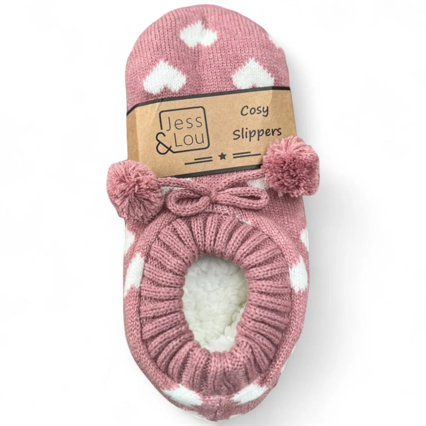 Jess & Lou Cosy Heart Slippers ~ 4 - 7