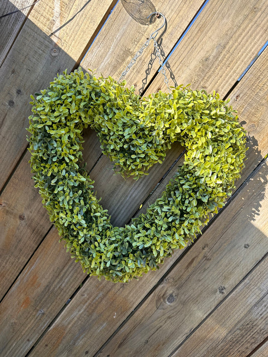 Faux Eucalyptus Boxwood Heart 40cm