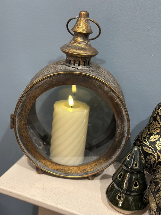 Round Rustic Metal Candle Holder