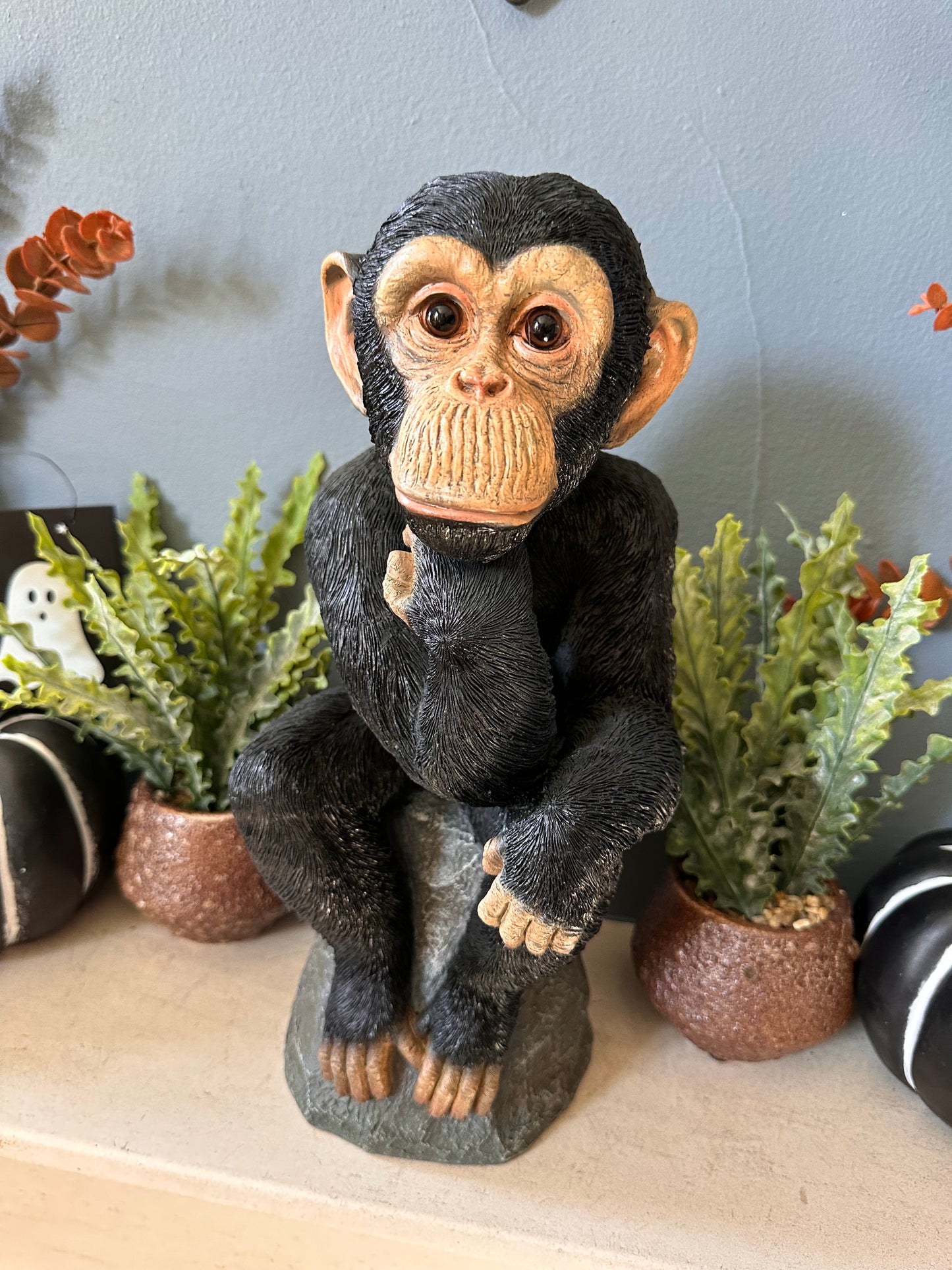 Quirky Resin Thinking Monkey Decor