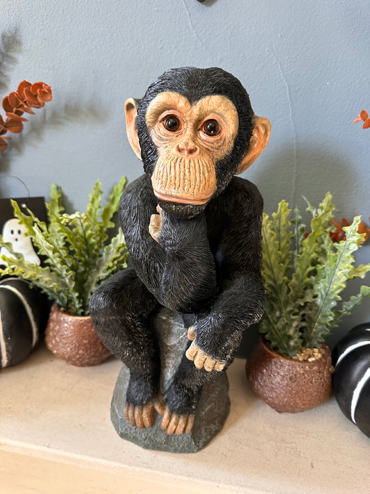 Quirky Resin Thinking Monkey Decor