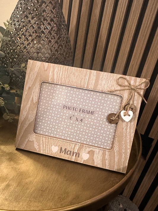 Wooden Button Mam Photo Frame