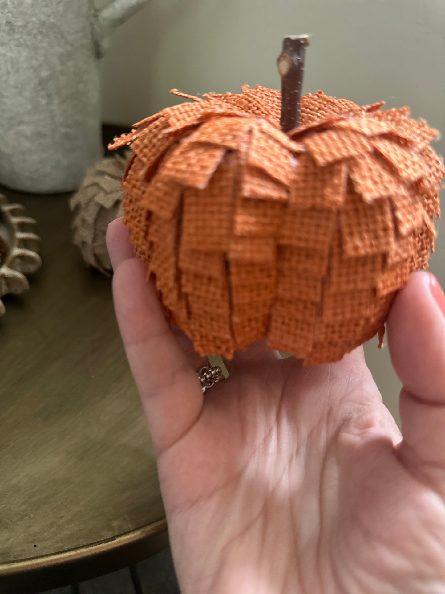 Set of 3 Hessian Ruffle Pumpkins