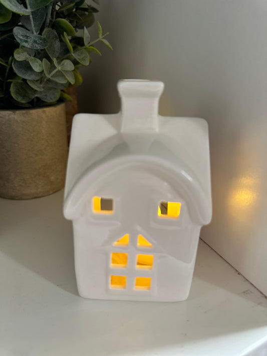 Ceramic Tealight House with Arched Roof
