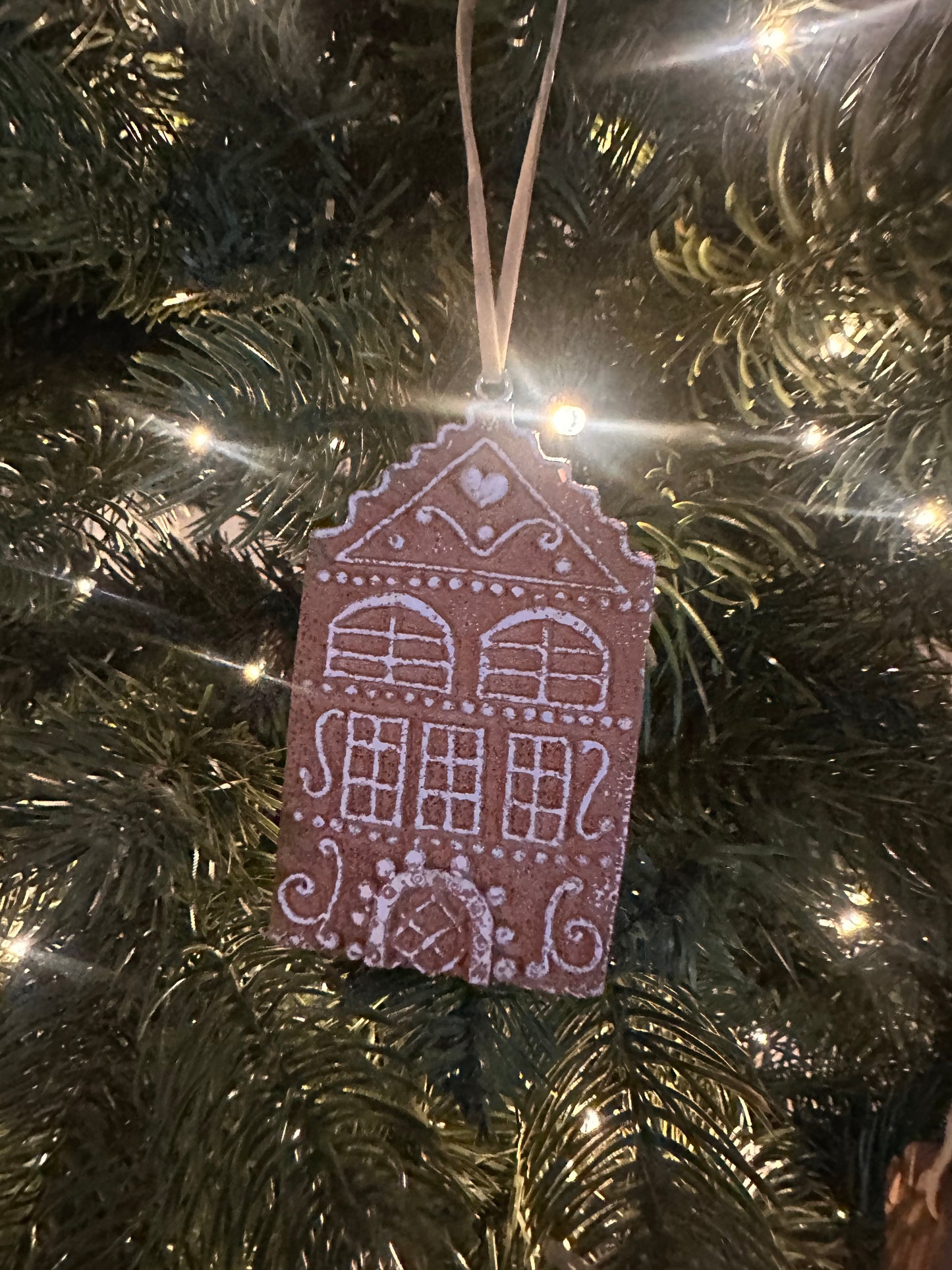 Resin Gingerbread House Tree Decor ~ Set of One Of Each