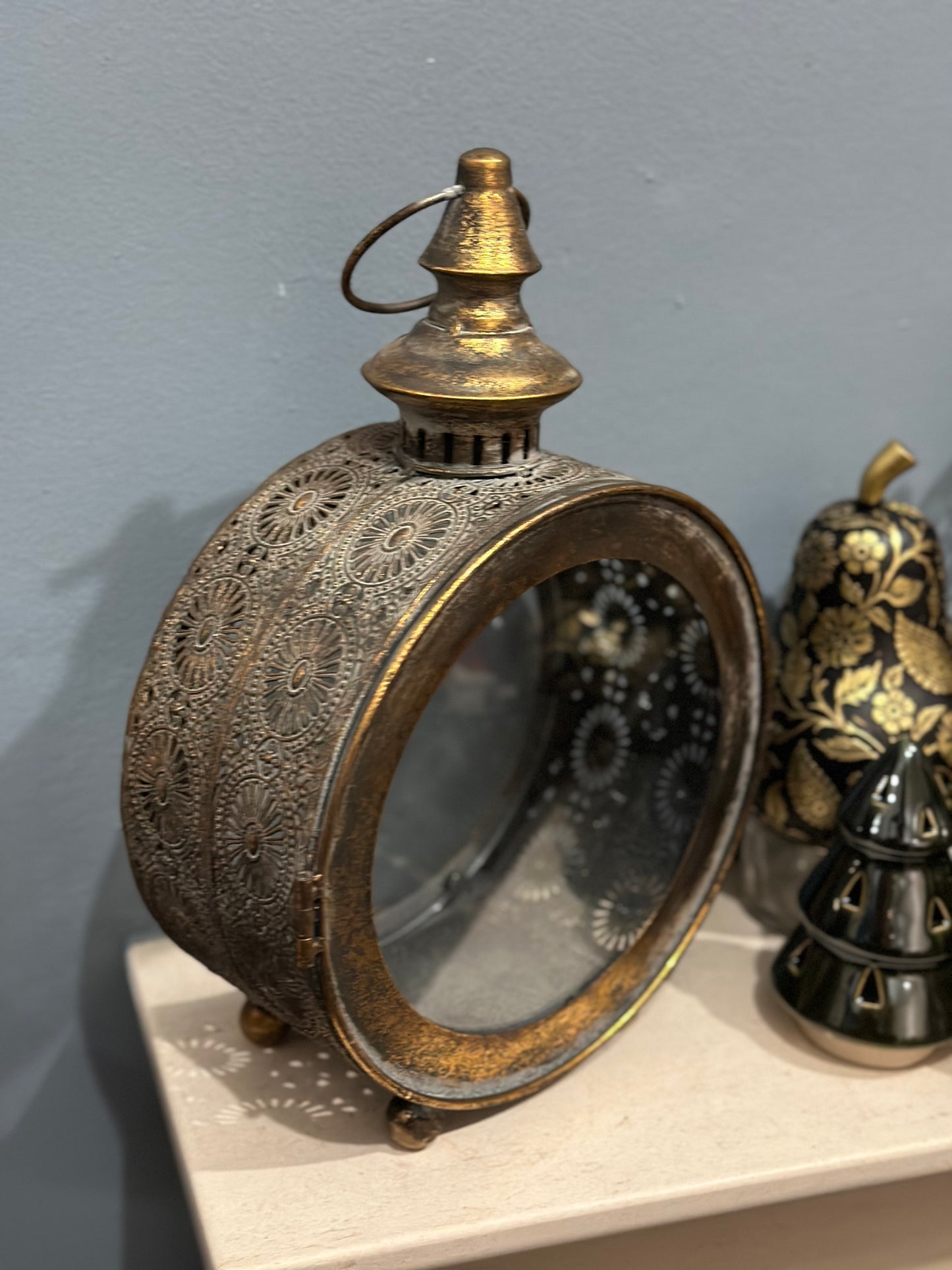 Round Rustic Metal Candle Holder