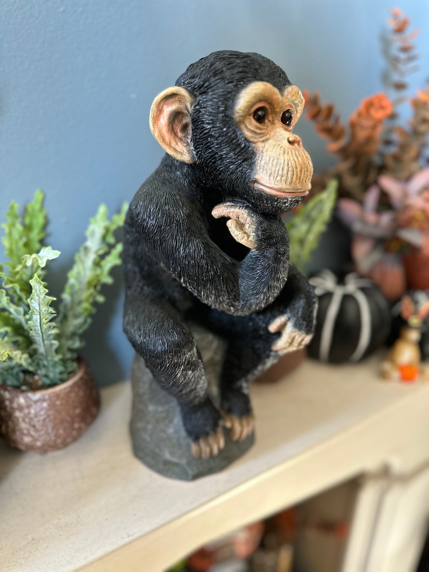 Quirky Resin Thinking Monkey Decor