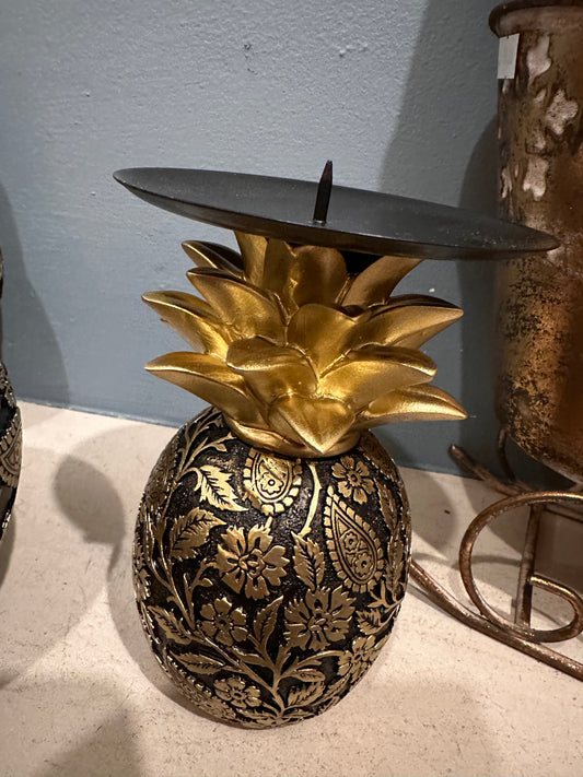 Black & Gold Pineapple Candle Holder