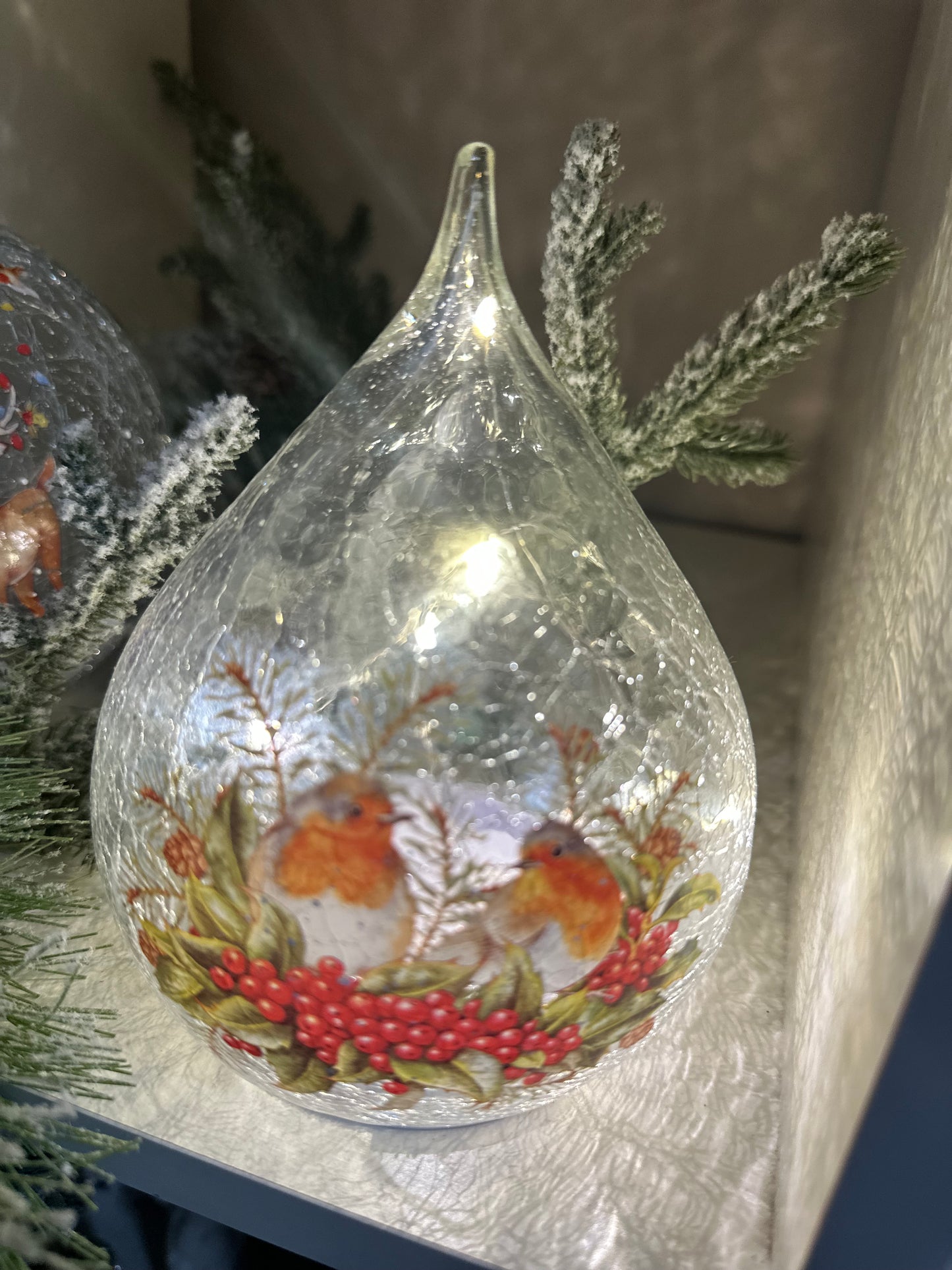 Robin Glass Tear Drop Shaped LED Decoration