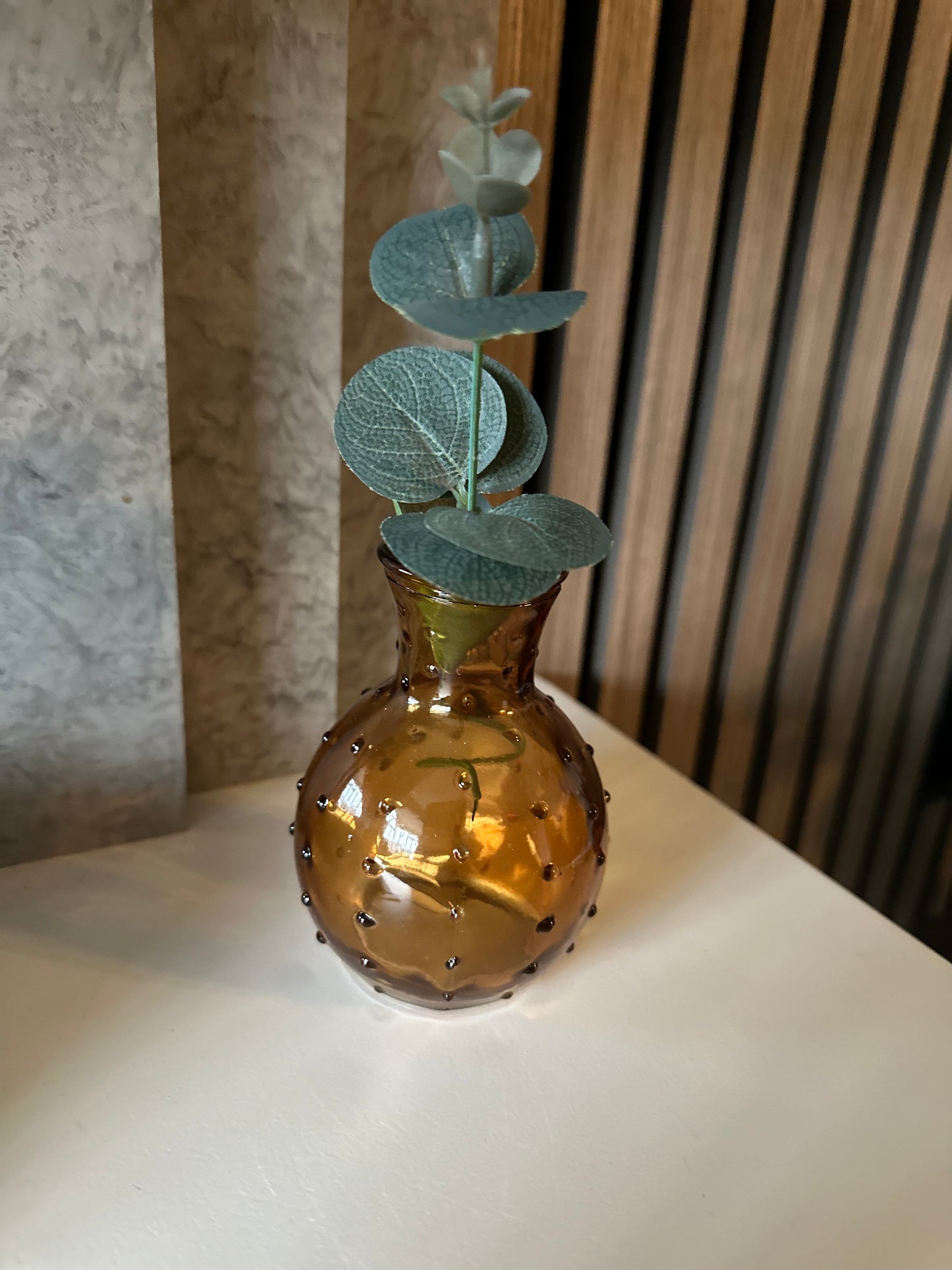 Glass Vase 10cm - Light Amber Mini Dimple Bud Vase