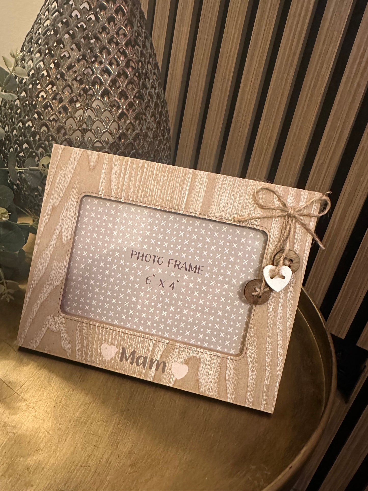 Wooden Button Mam Photo Frame