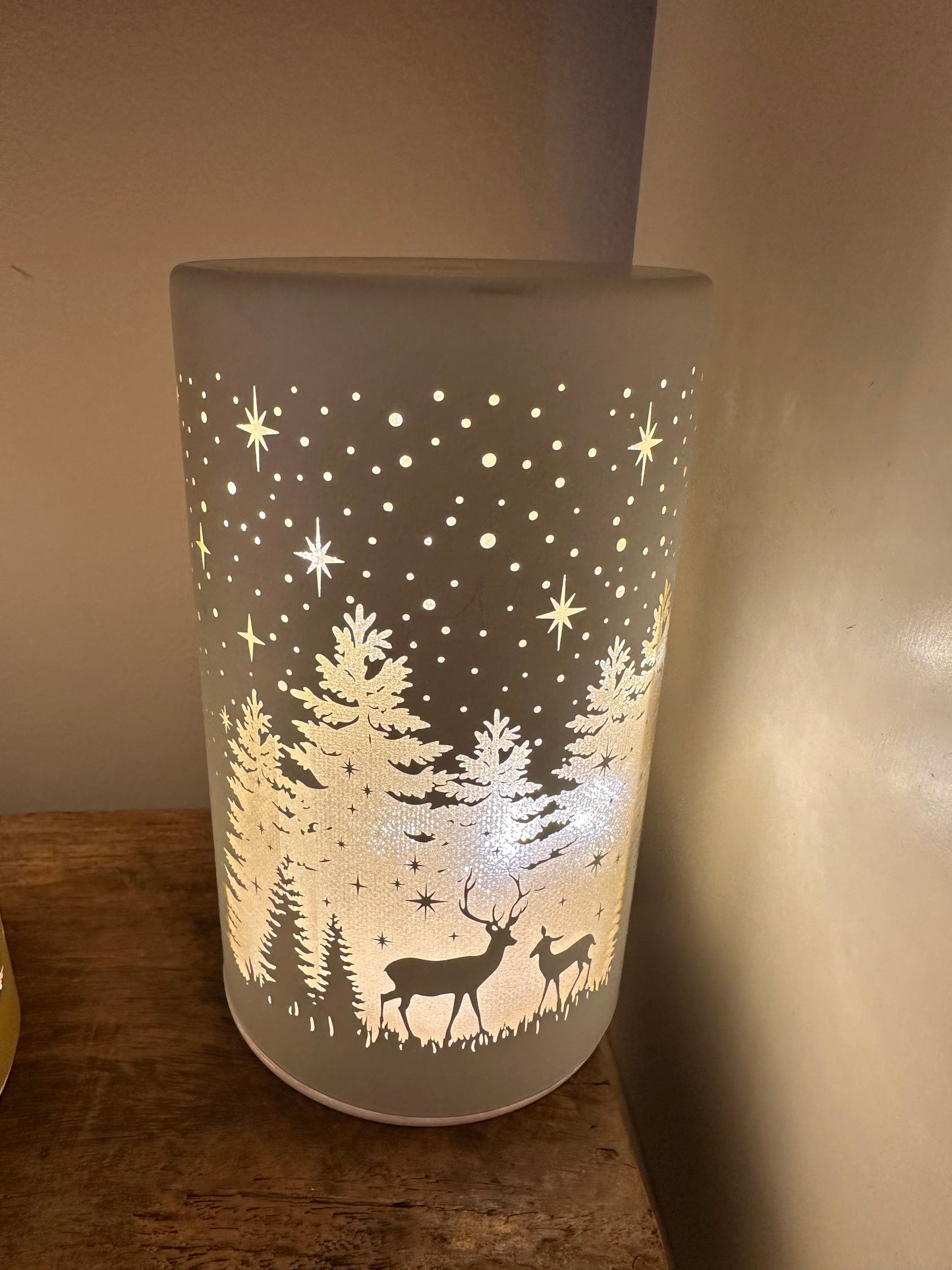 LED Glass Cylinder Christmas Decoration 15cm ~ Choice of 3 Colours