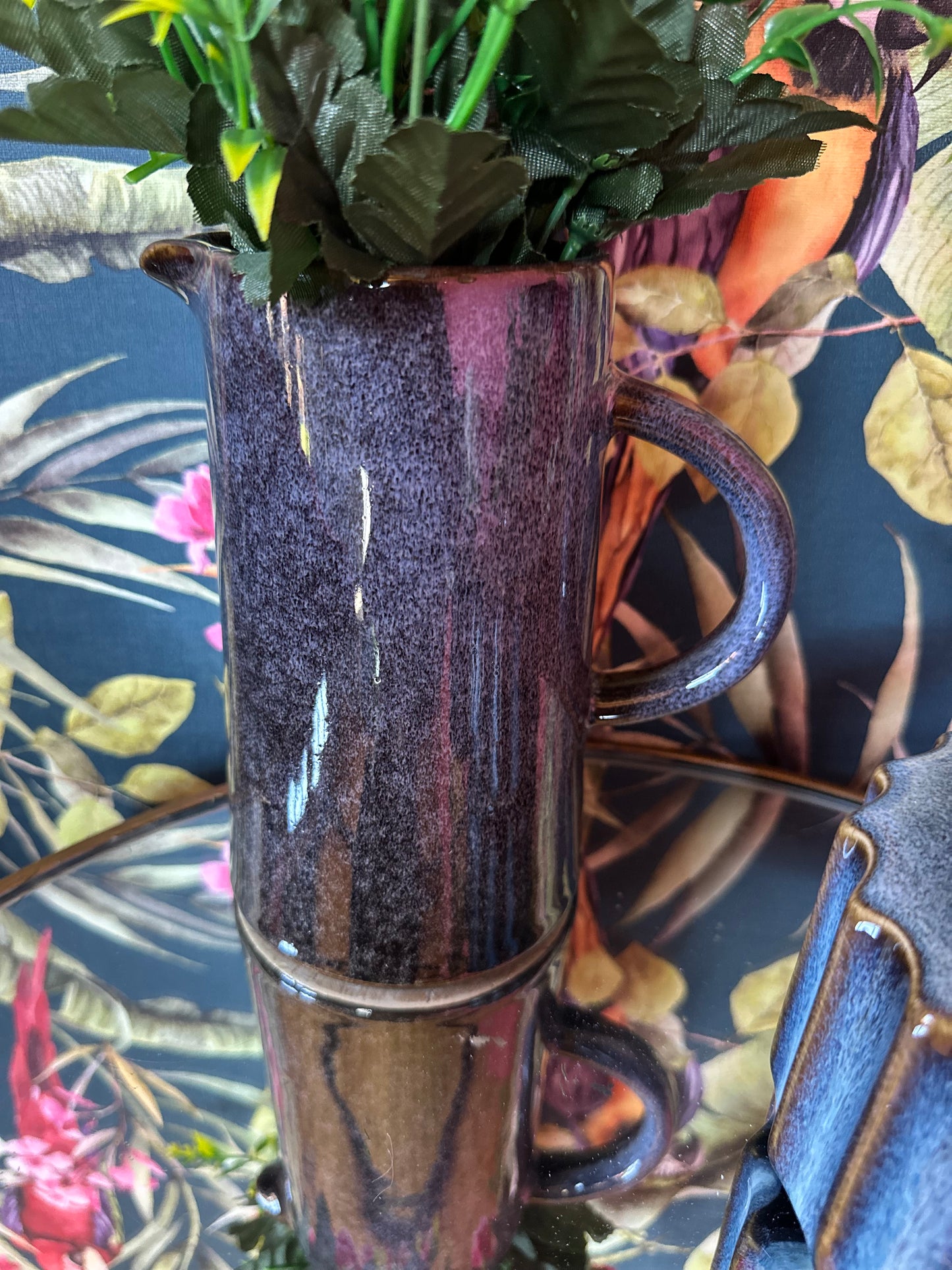 Blue Two Toned Glazed Jug