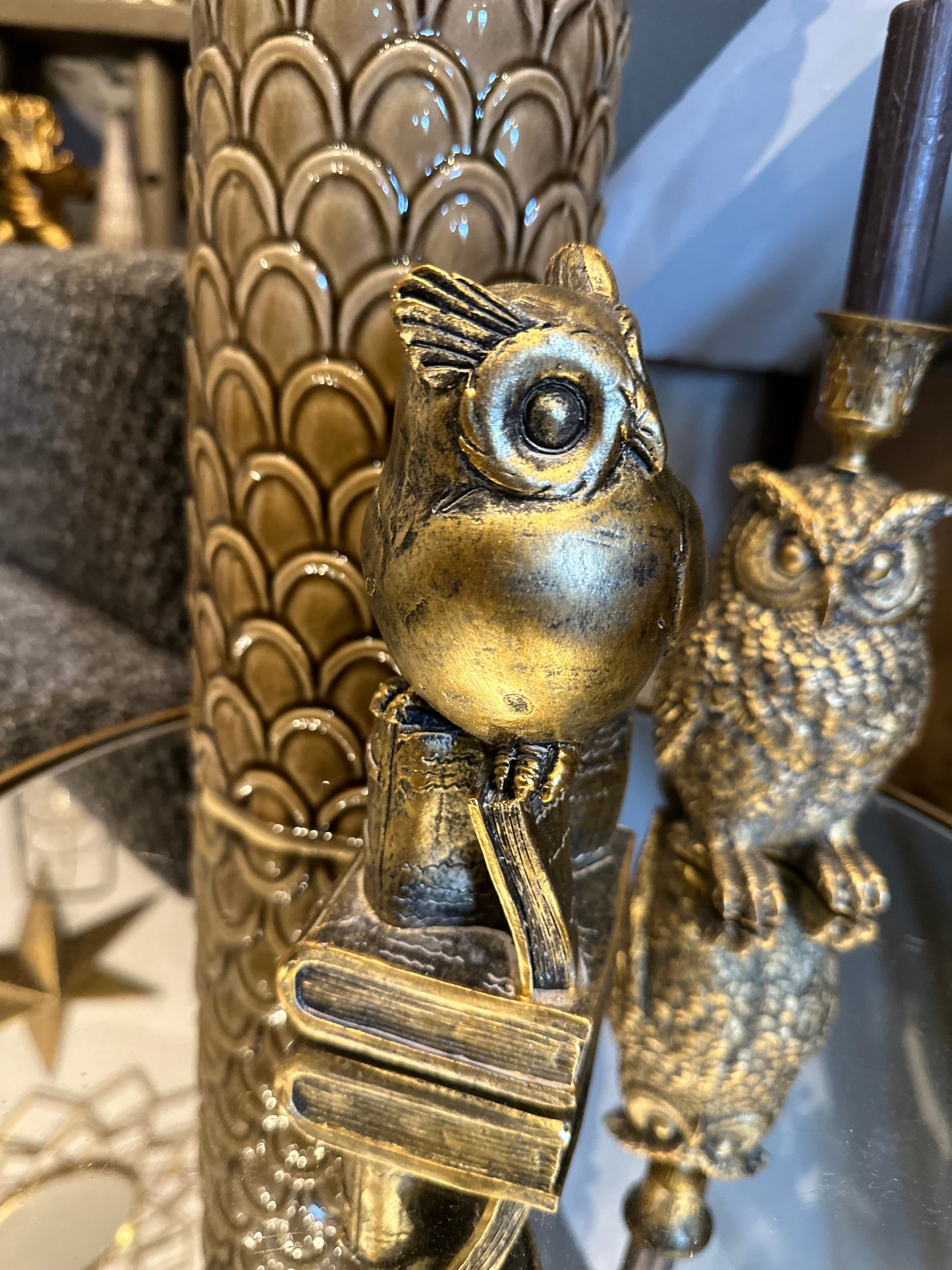 Gold Decorative Owl Stood on Books