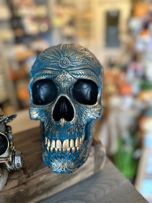 Blue & Gold Decorative Skeleton Ornament
