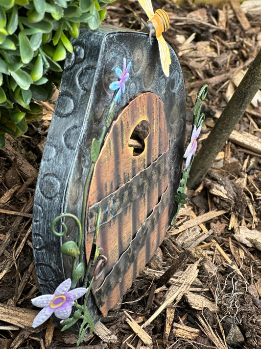 Metal Flower Bee Fairy Door
