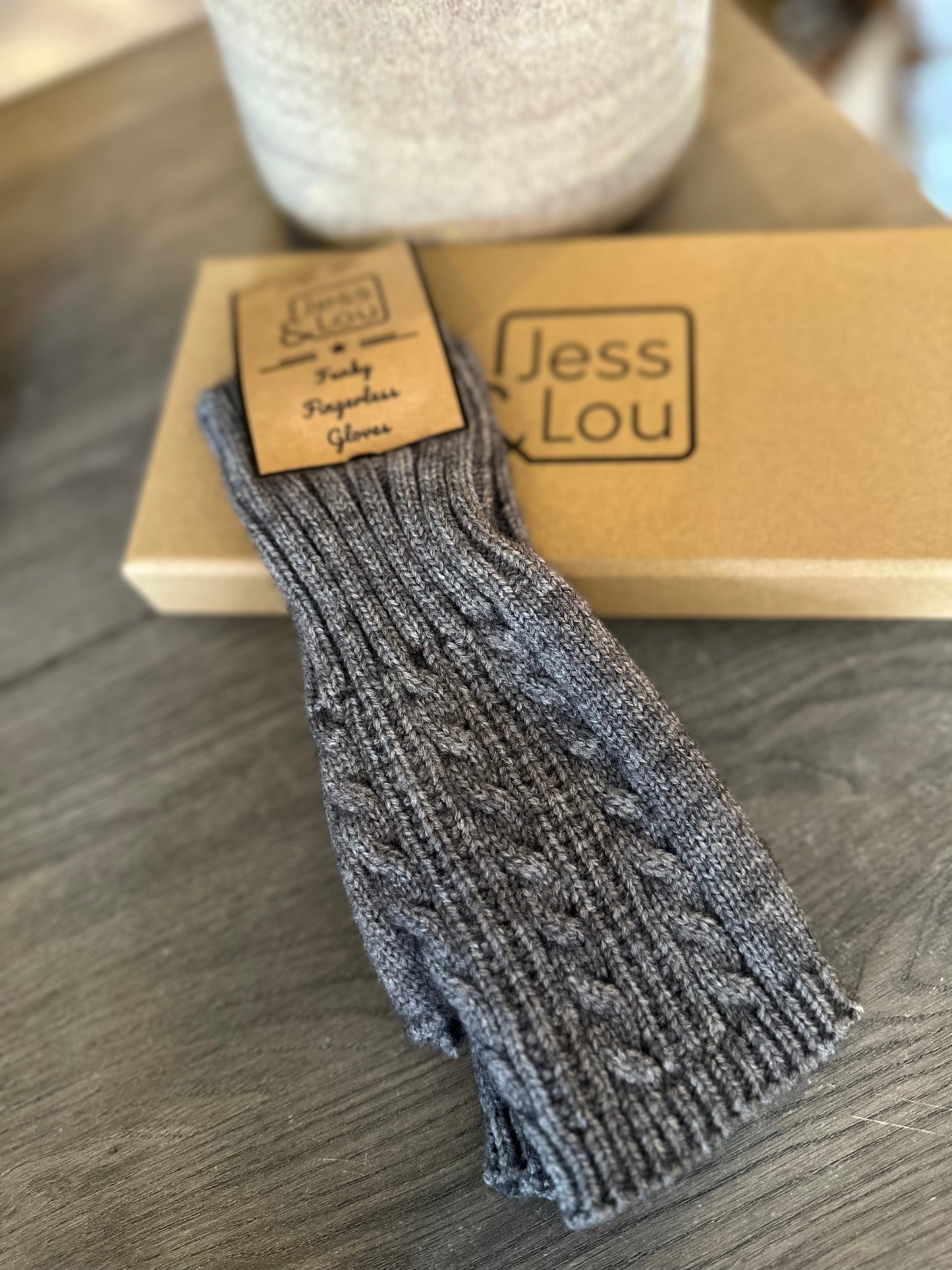 Jess & Lou Cable Knit Fingerless Gloves ~ 5 Colours