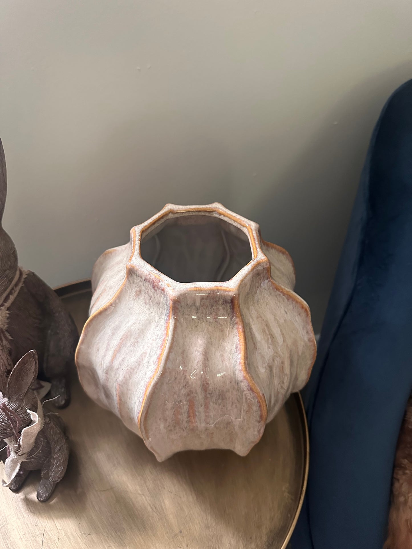 Glazed Seed Pod Style Chunky Statement Squat Vase