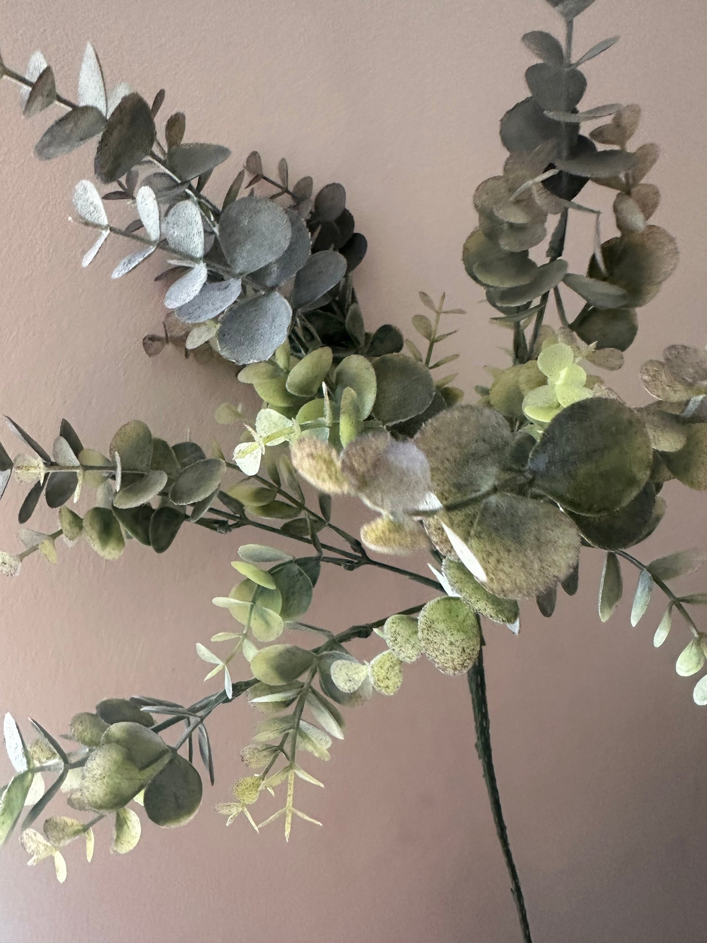 Faux Green Flower Eucalyptus Spray ~ Mulberry Green