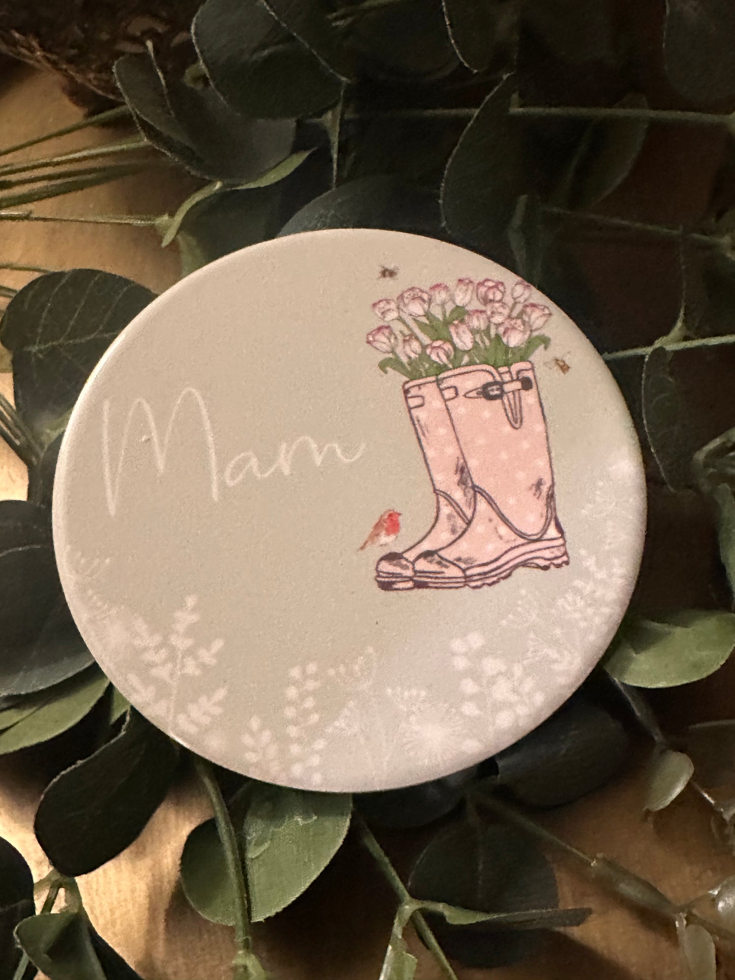 Floral Wellington Boots Mam Coaster
