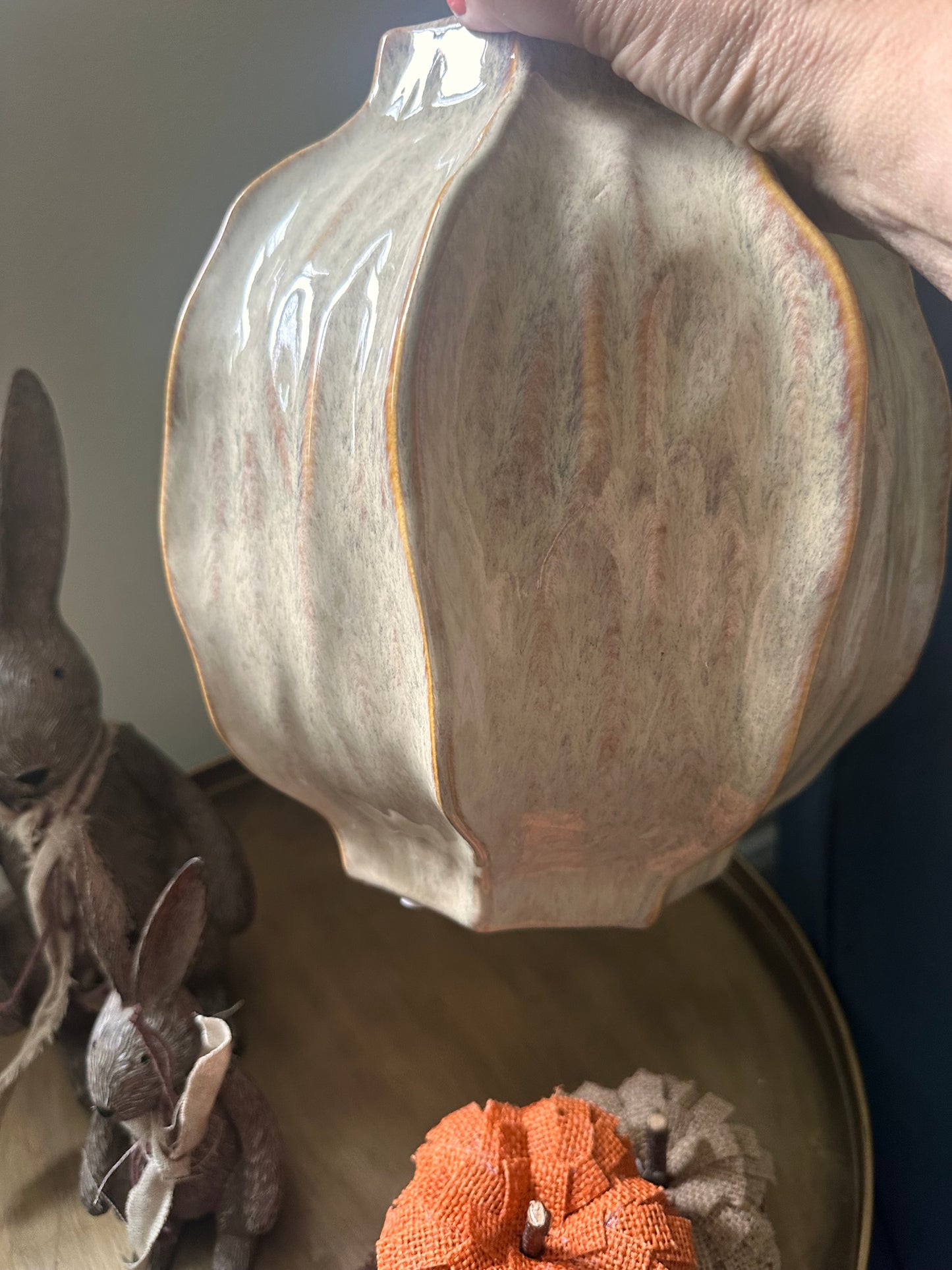Glazed Seed Pod Style Chunky Statement Squat Vase