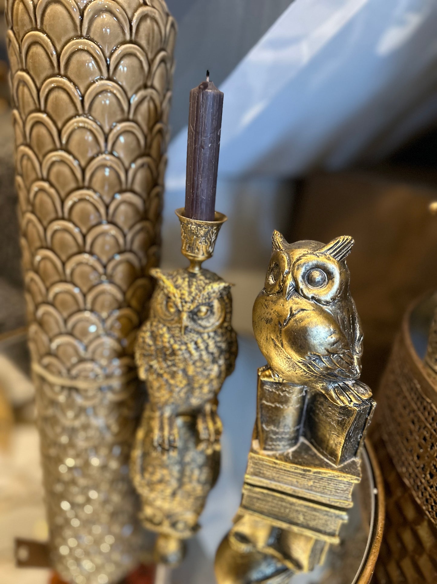 Gold Decorative Owl Stood on Books