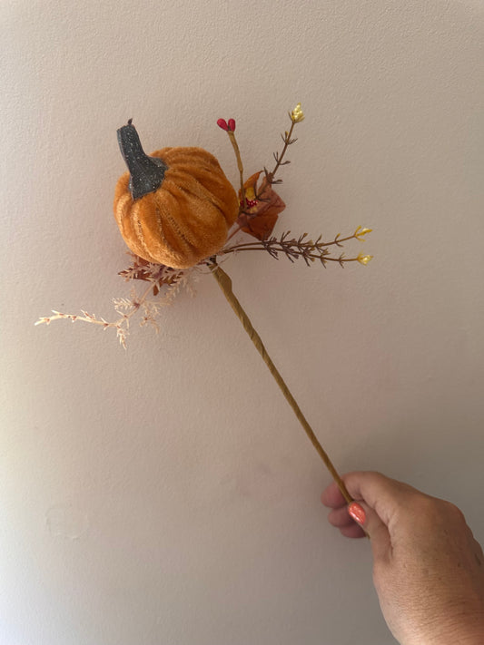Autumn Wild Sunset Orange Velvet Pumpkin Decor