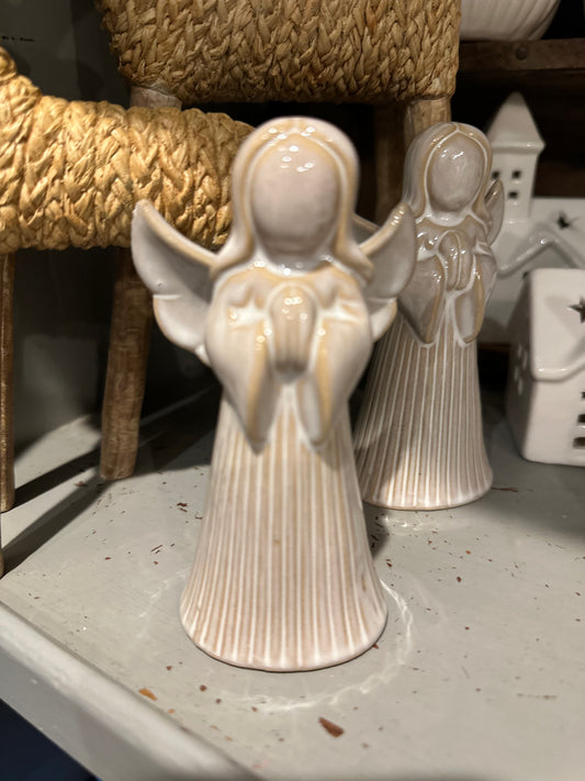 Natural Coloured Ceramic Ribbed Angel