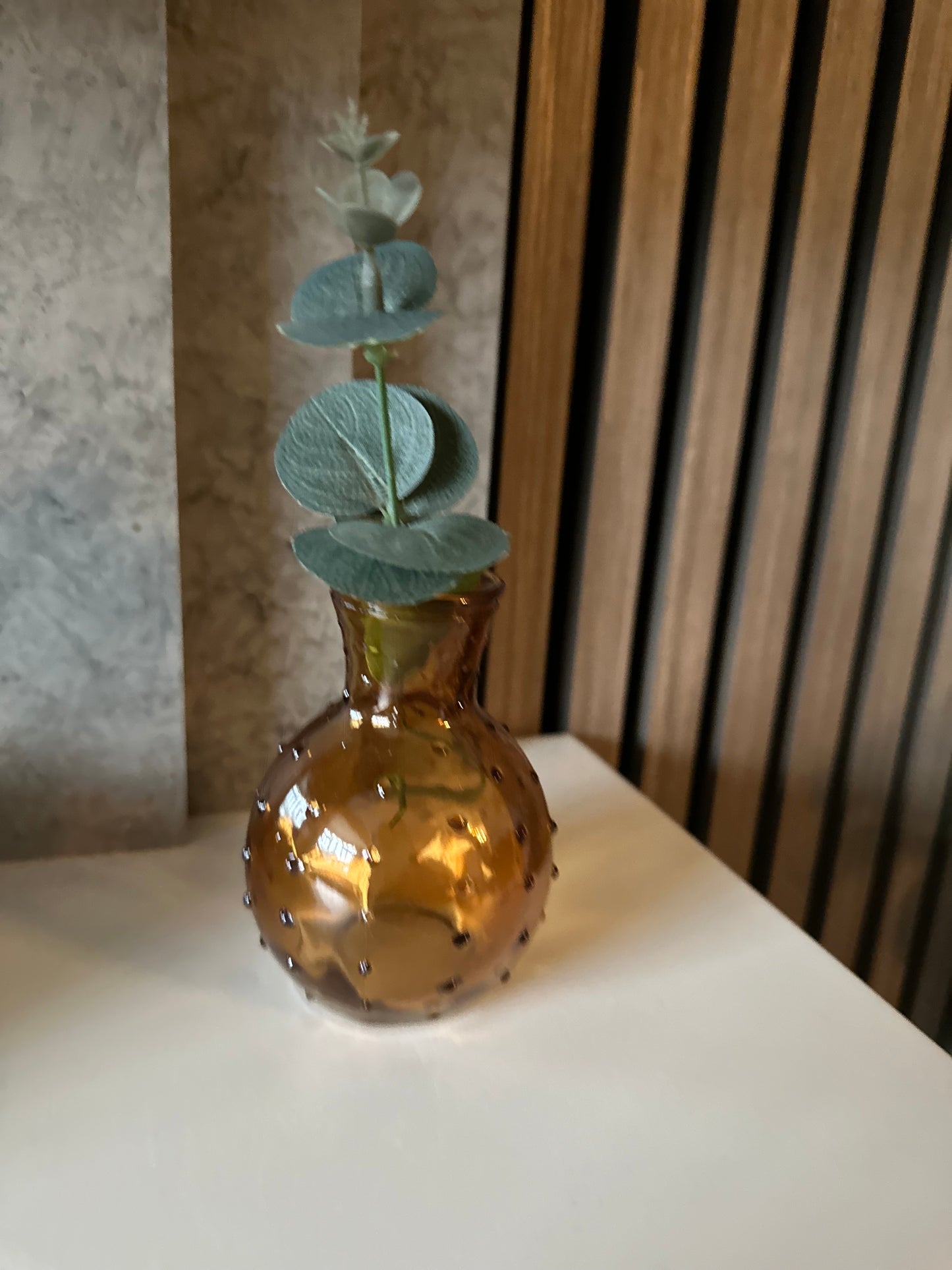 Glass Vase 10cm - Light Amber Mini Dimple Bud Vase