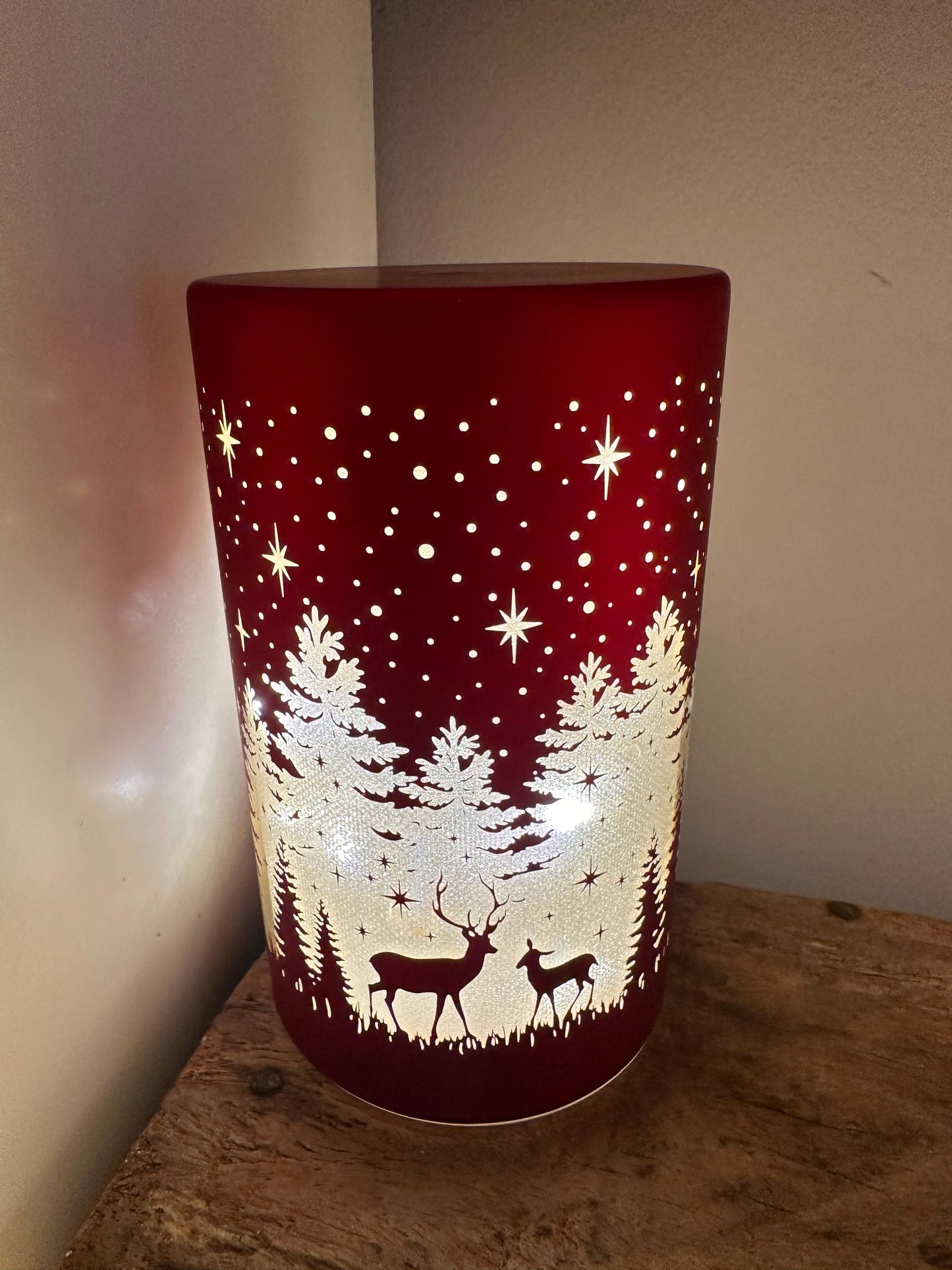 LED Glass Cylinder Christmas Decoration 15cm ~ Choice of 3 Colours