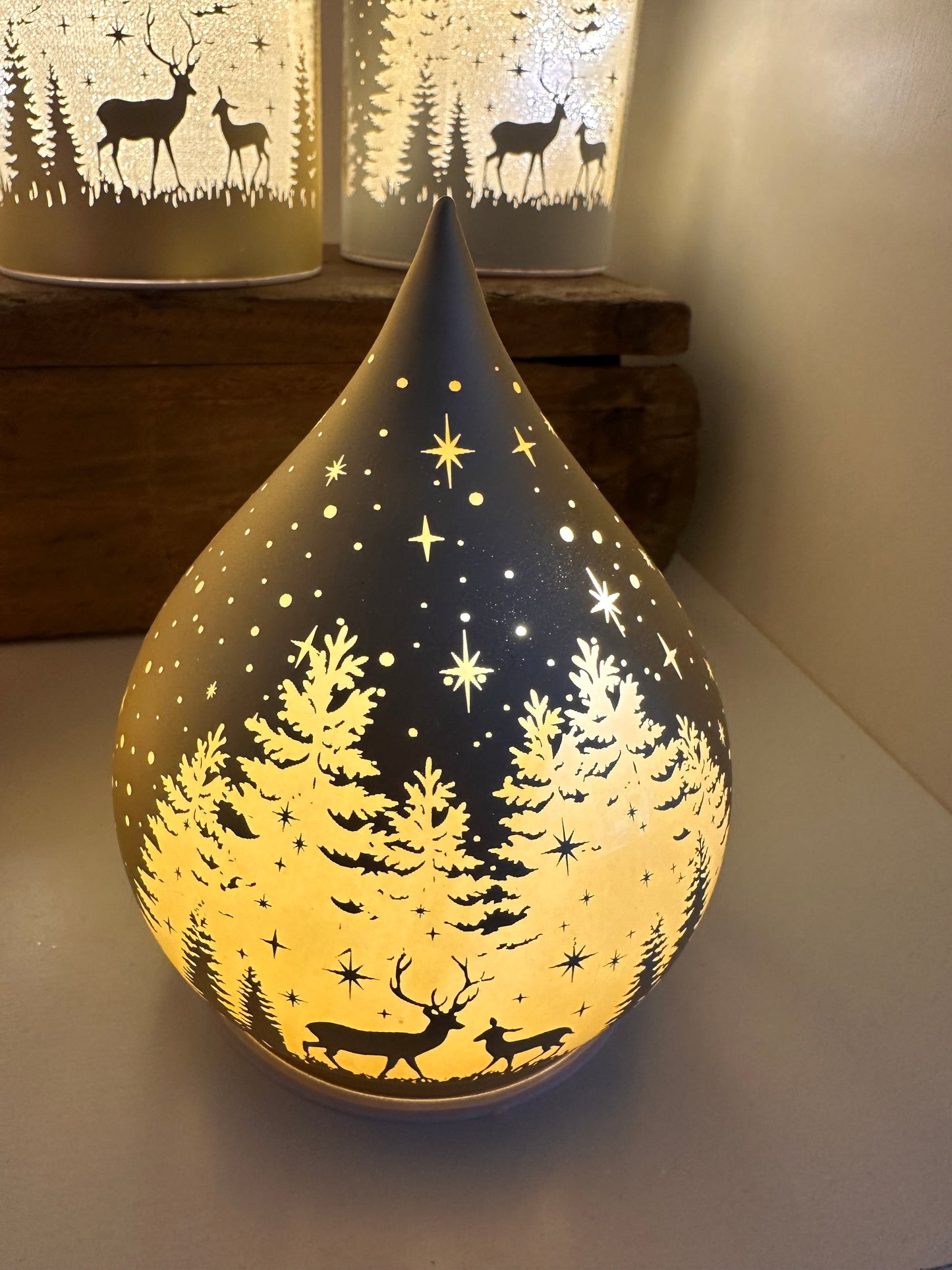 Led Teardrop Glass Christmas Decoration ~ Choice of 3 Colours