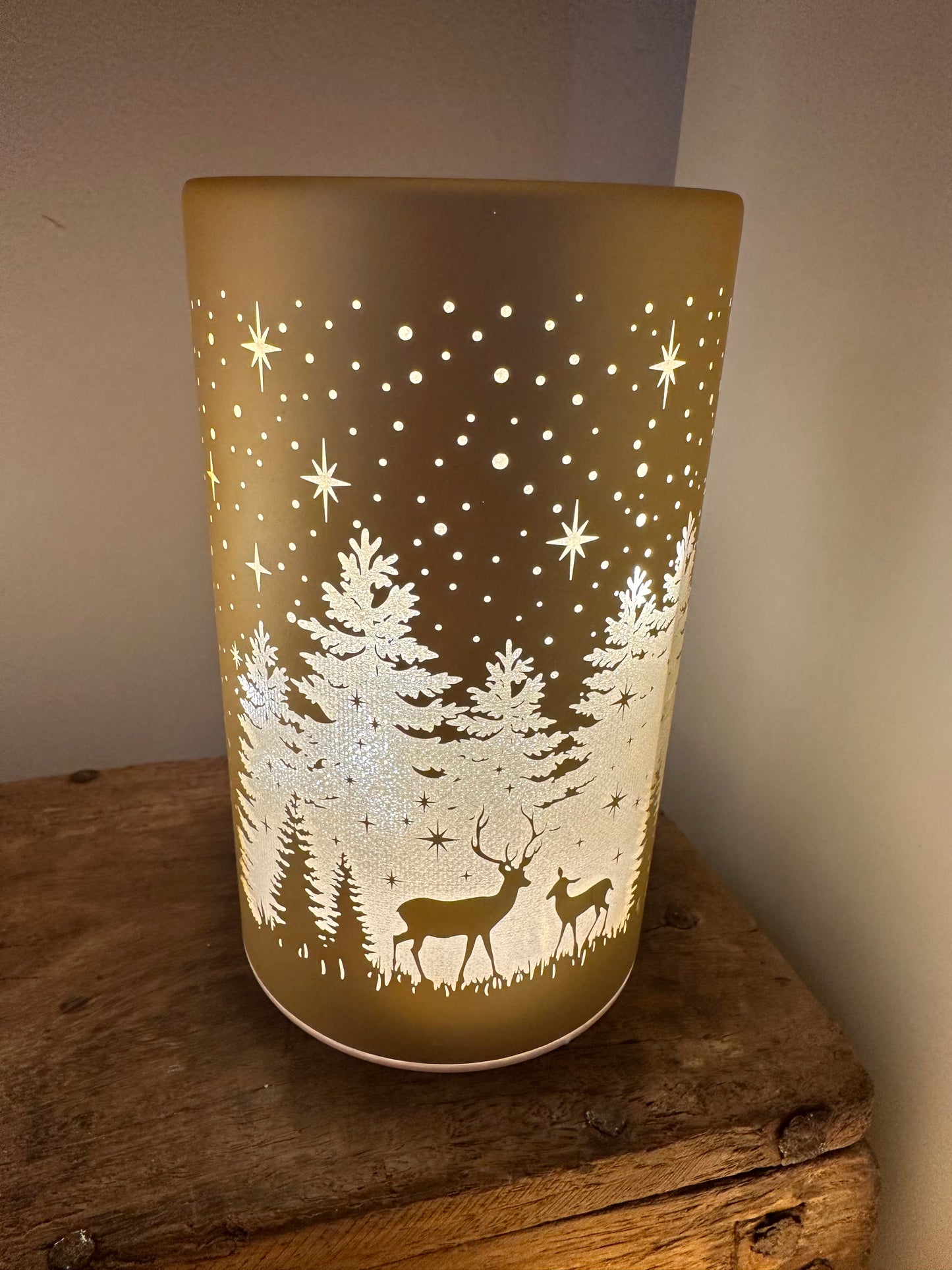 LED Glass Cylinder Christmas Decoration 15cm ~ Choice of 3 Colours