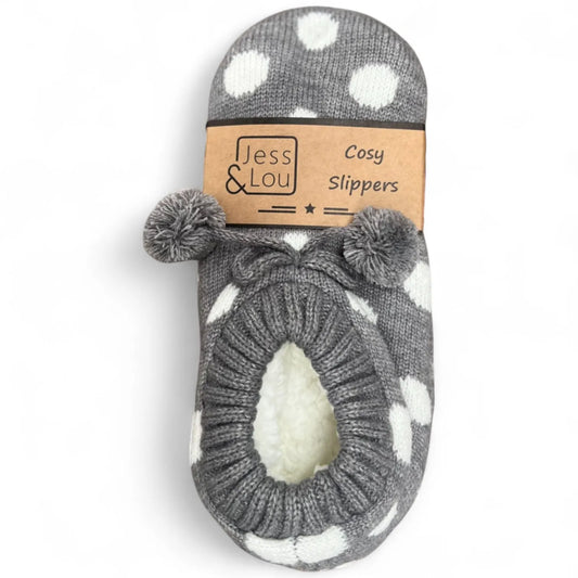 Jess & Lou Cosy Spot Slippers ~ 4 - 7