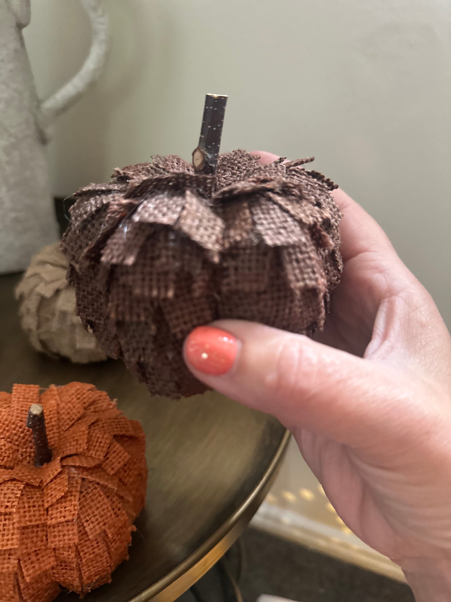 Set of 3 Hessian Ruffle Pumpkins