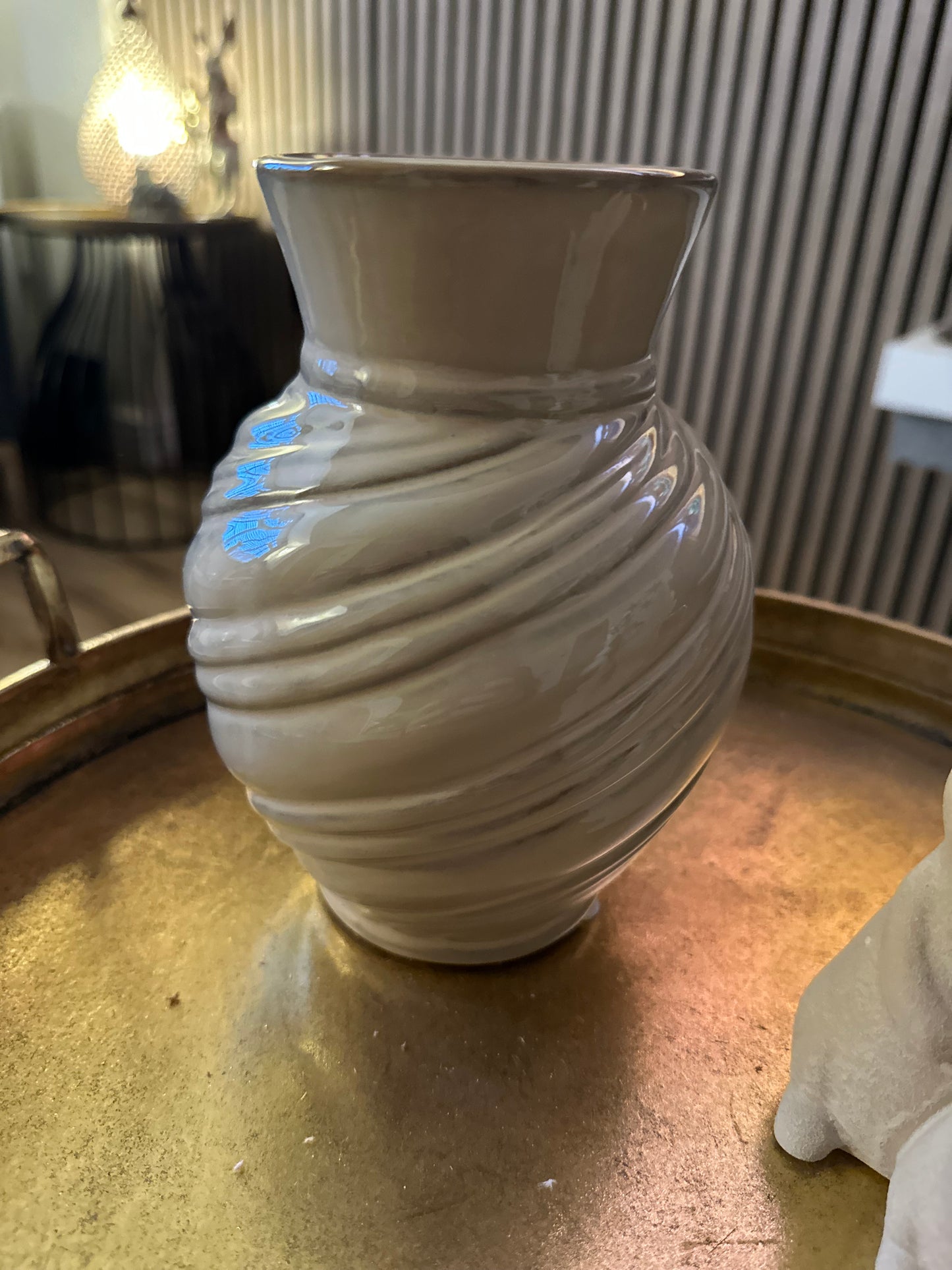 Stoneware Taupe Twist Vase