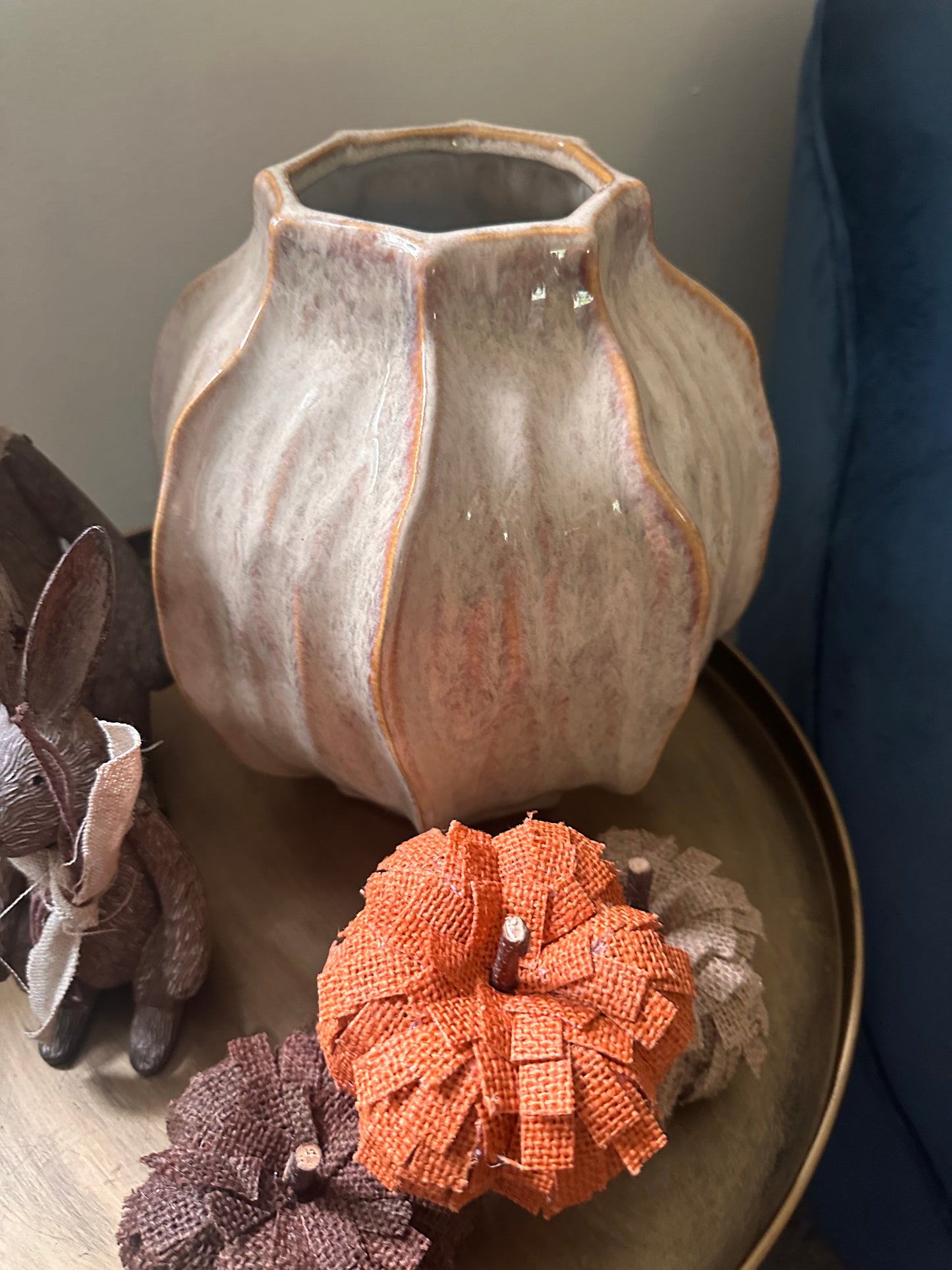 Glazed Seed Pod Style Chunky Statement Squat Vase