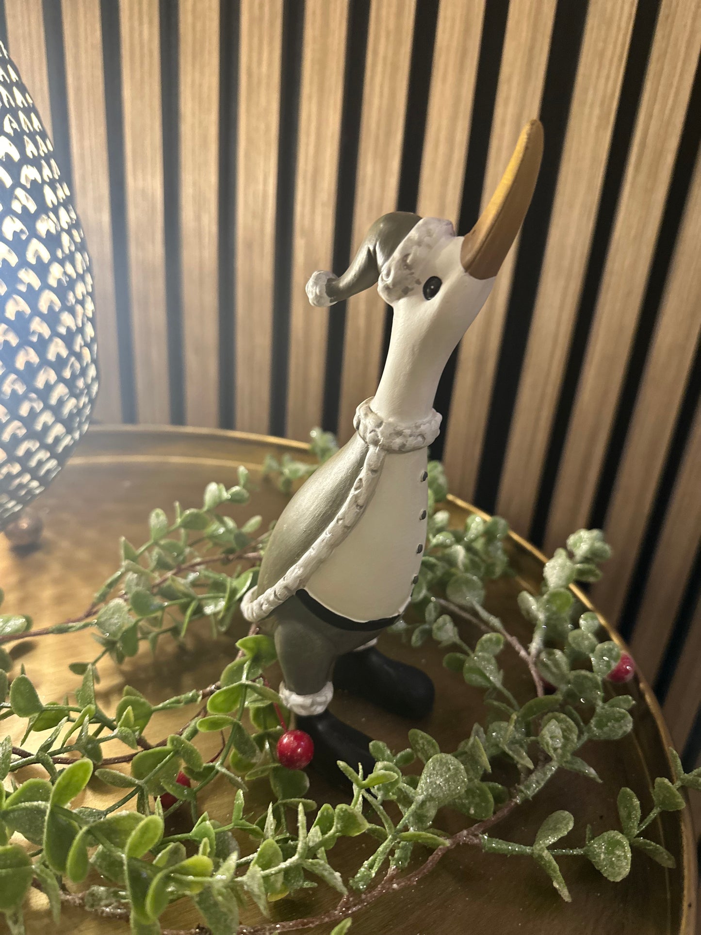 Christmas Decorative Duck Wearing Boots and a Scarf