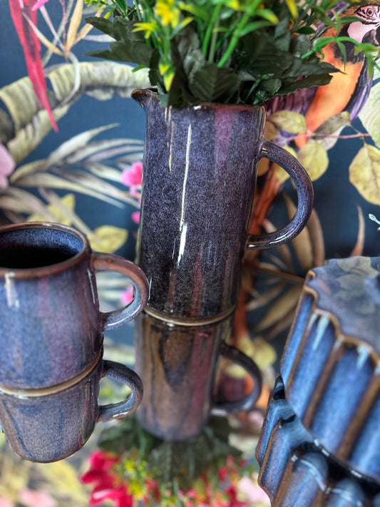 Blue Two Toned Glazed Jug